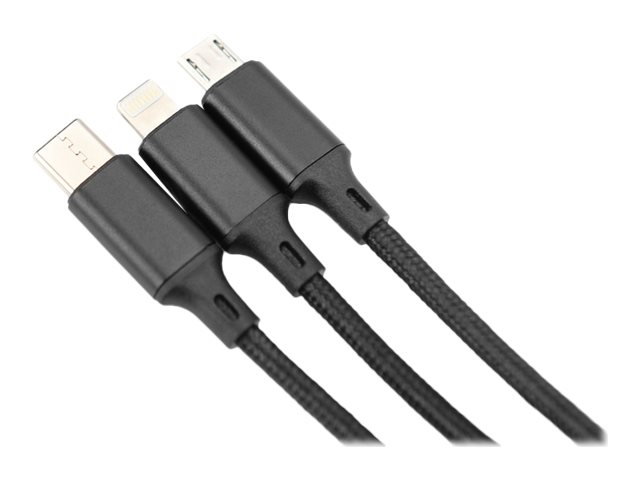 DIGITUS - Lightning-Kabel - USB m?nnlich zu Micro-USB Typ B, Lightning, 24 pin USB-C m?nnlich - 1 m - Schwarz - unterst?tzt Stromversorgung