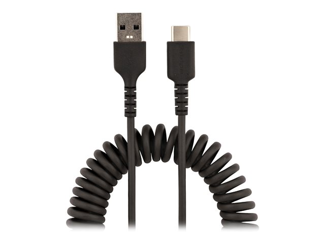Image of StarTech.com 20in (50cm) USB A to C Charging Cable, Coiled Heavy Duty Fast Charge & Sync USB-C Cable, High Quality USB 2.0 A to Type-C, Rugged Aramid Fiber, TPE, 3A, S20, iPad, Pixel - Durable Male to Male USB - USB-C cable - USB to 24 pin USB-C - 50 cm