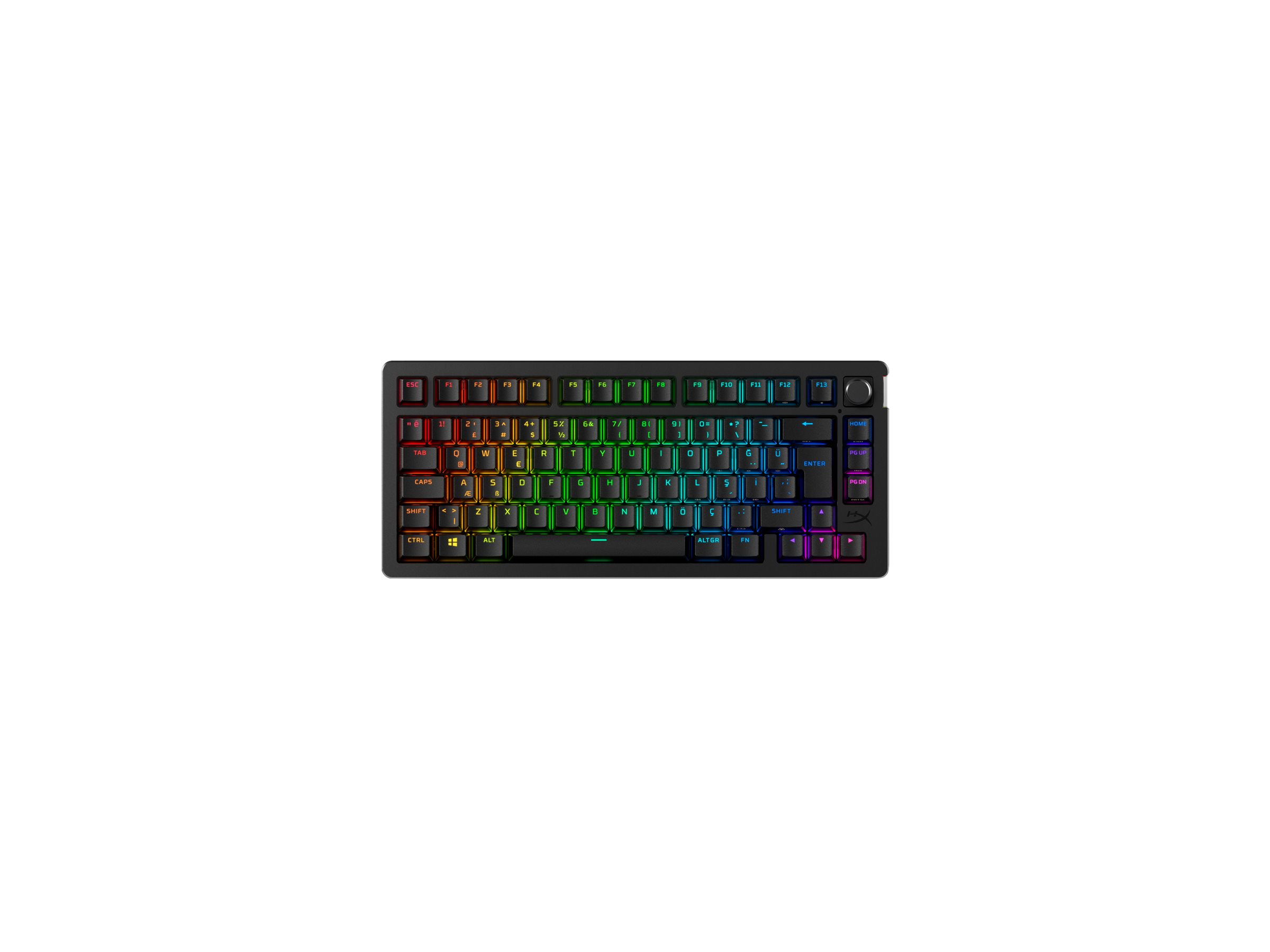 HyperX Alloy Rise keyboard 1000 Hz polling rate 100% anti-ghosting 80 million key presses Product shot Front 79953