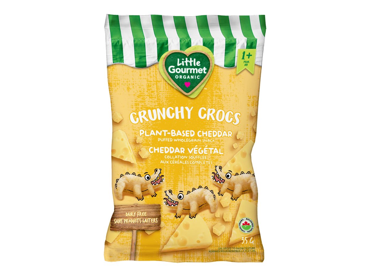 Little Gourmet Crunchy Crocs Puffed Wholegrain Snack - Plant-Based Cheddar - 35g