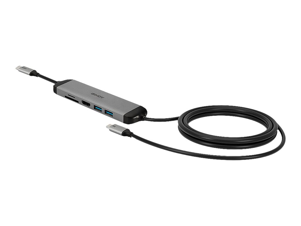 LINDY USB 3.2, Type C, Laptop Micro Dock, with 1.4m USB PD, Charging Cable