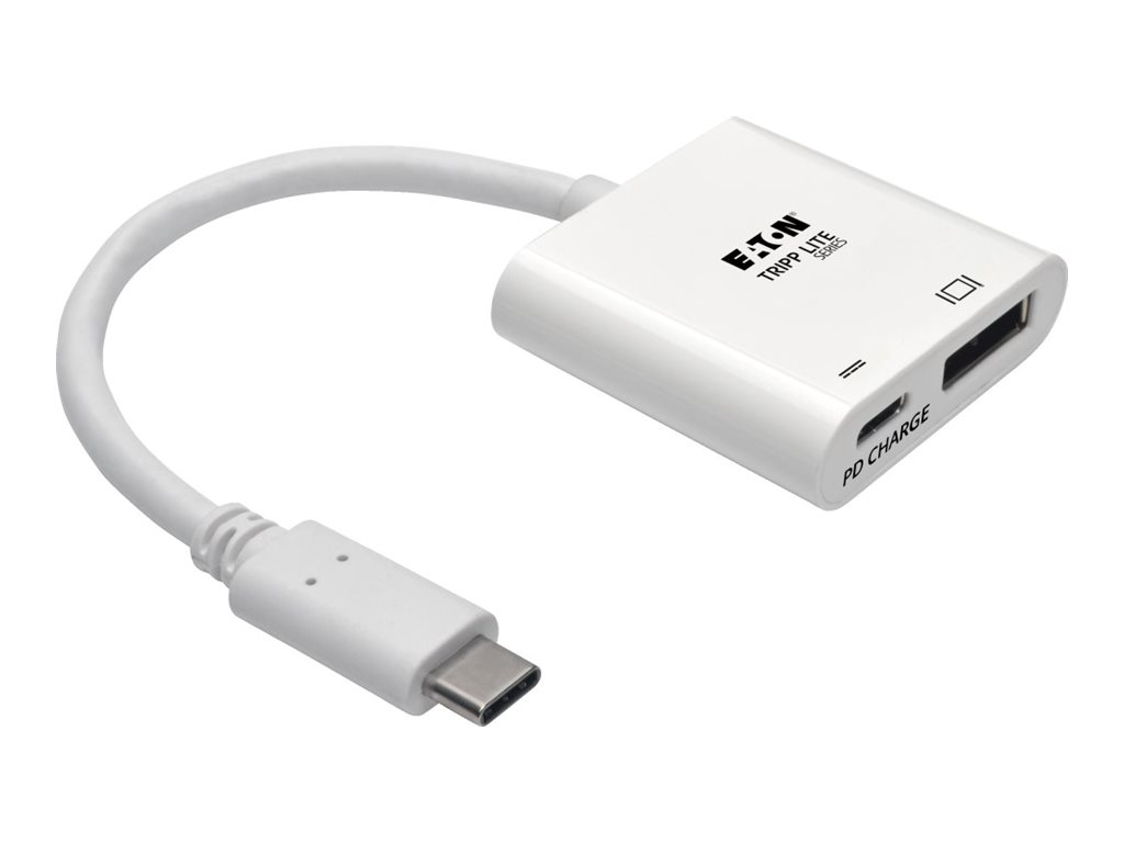 Eaton Tripp Lite Series USB C to DisplayPort Adapter Cable w Equalizer 8K UHD HDR 60W PD Charging M/F White 6in
