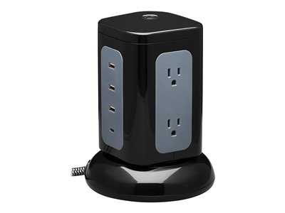SURGE PROTECTOR TOWER 6OUTLET3X USB-A 1X USB C 8FT CORD BLACK