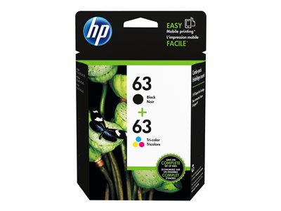 HP 63 2-pack black, color (cyan, magenta, yellow) original ink cartridge 