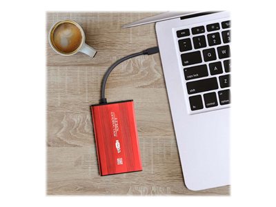 Qoltec - Storage enclosure - 2.5 - SATA 6Gb/s - USB 3.0 - red (51860)  verslui
