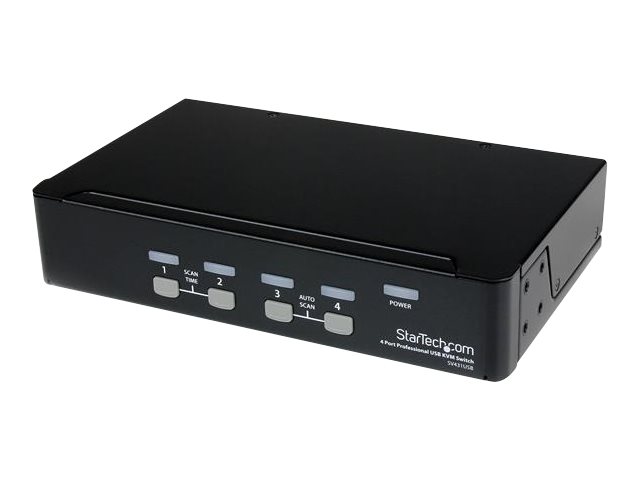 Image of StarTech.com 4 Port Professional VGA USB KVM Switch with Hub - 1U Rack-mountable KVM Switch (SV431USB) - KVM switch - 4 ports