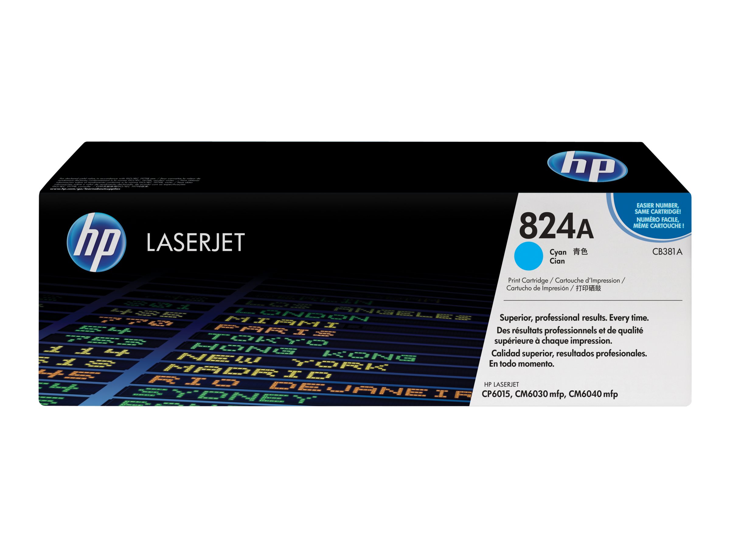 HP 824A cyan original LaserJet toner cartridge Product shot Front 79953