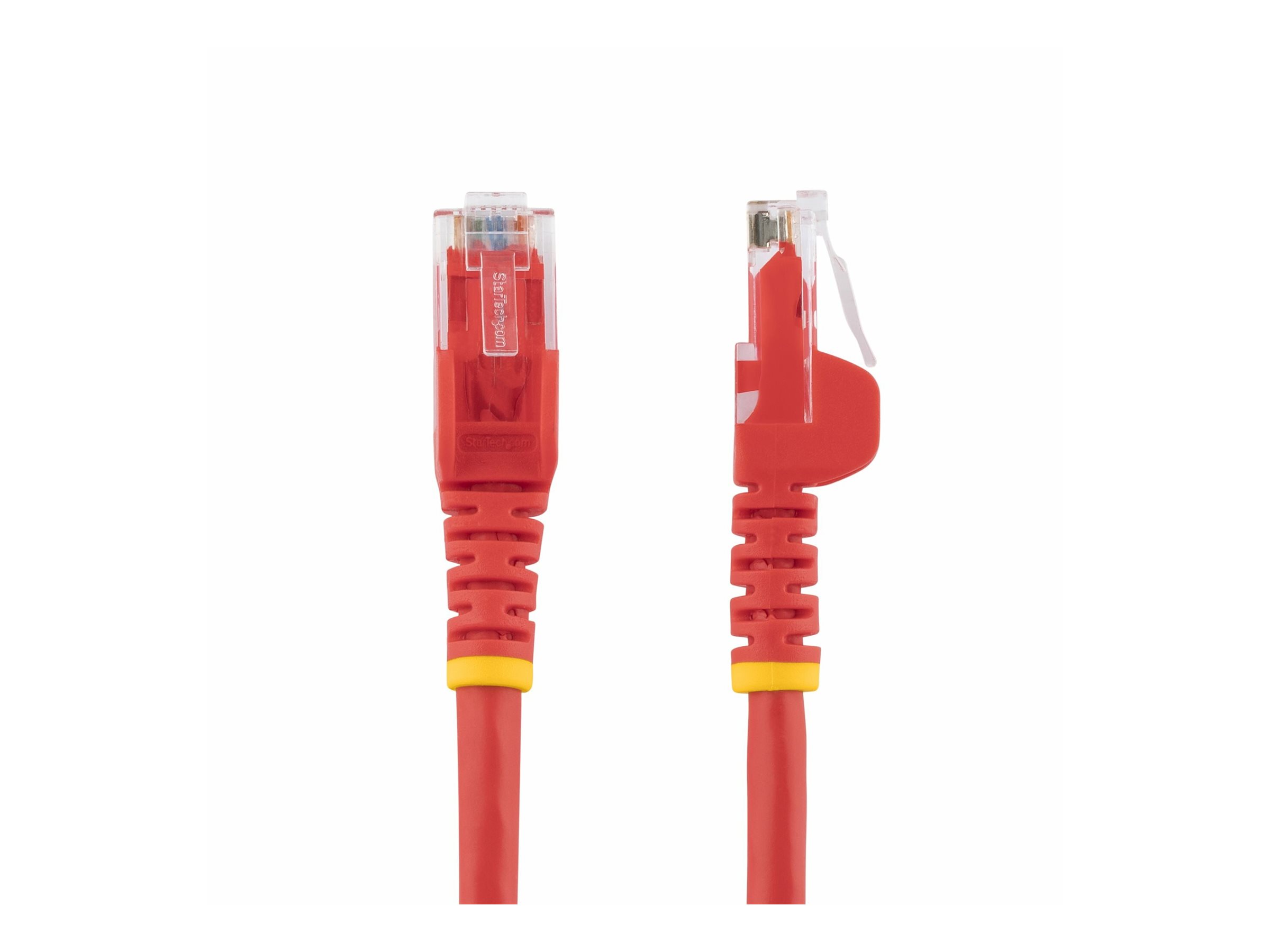 An image of Startech 75ft CAT6 Ethernet Cable, 10 Gigabit Snagless RJ45 650MHz 100W PoE Patch Cord, CAT 6 10GbE UTP Network Cable w/Strain Relief, Red, Wiring is UL Certified/TIA - Category 6 - 24AWG (N6PATCH75RD) - patch cable - 22.9 m - red