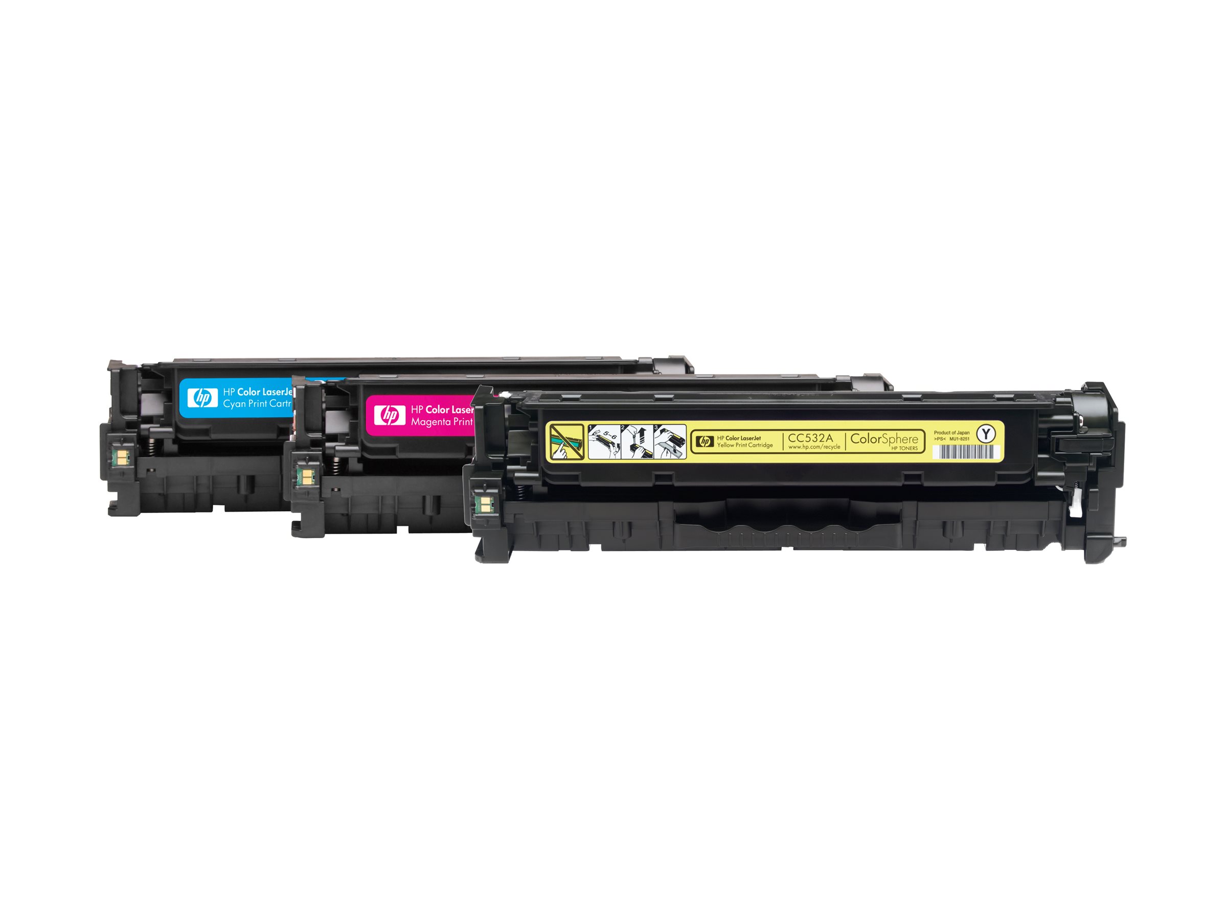 HP 304A yellow original LaserJet toner cartridge Product shot Front 79950