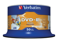 Verbatim - 50 x DVD-R - 4.7 GB 16x - wide photo printable surface - spindle