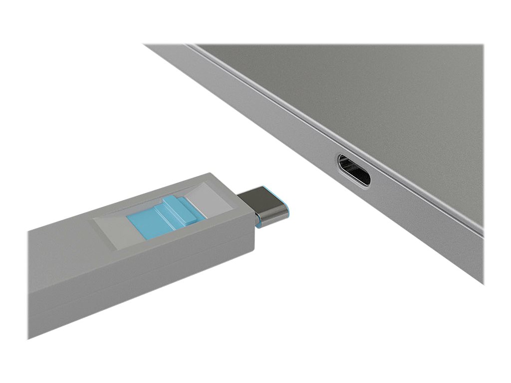 Kit bloqueur de port USB Type C avec clé et 4 verrous, bleu
