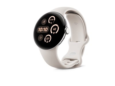 Google Pixel Watch 3 41 mm polished silver aluminum smart watch with active band 