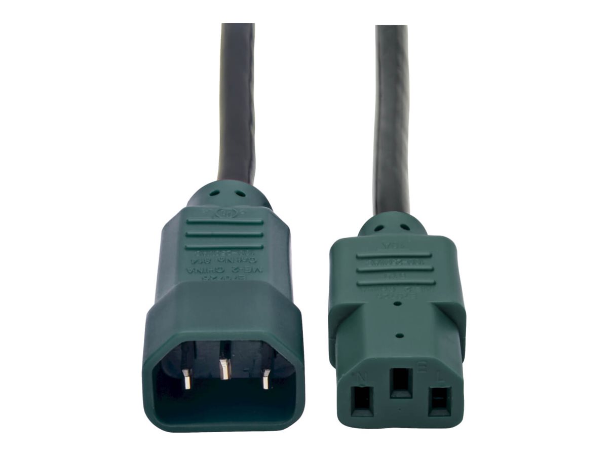 Tripp Lite 4ft Computer Power Cord Extension Cable C14 to C13 Green 10A 18AWG 4'
