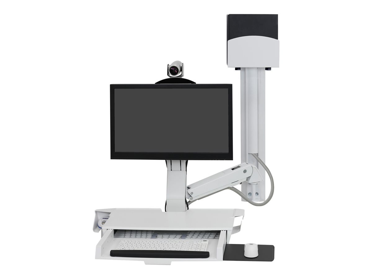 Ergotron SV Combo System with Worksurface & Pan, Small CPU Holder montážní sada - zvednutí a otočení - pro LCD displej / klávesnice / myš / skener čárových kódů / CPU - bílá – foto 3
