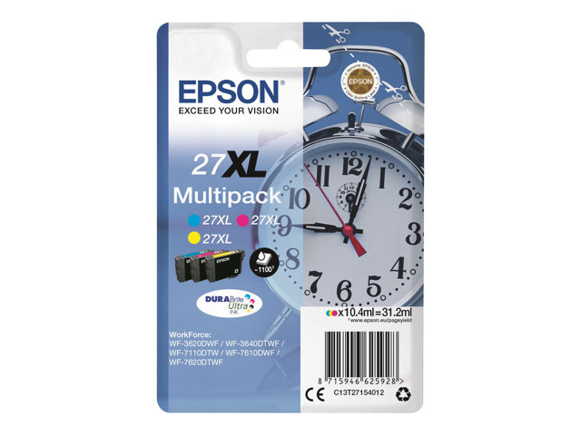 Image of Epson 27XL Multipack - 3-pack - XL - yellow, cyan, magenta - original - ink cartridge