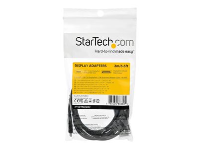 StarTech.com 6ft (2m) USB C to DisplayPort 1.2 Cable 4K 60Hz, Bidirectional DP to USB-C or USB-C to DP Reversible Video Adapter Cable, HBR2/HDR, USB Type C / Thunderbolt 3 Monitor Cable - 4K USB-C to DP Cable (CDP2DP2MBD)