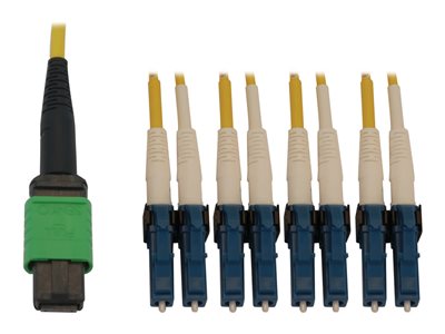 Eaton Tripp Lite Series 400G Singlemode 9/125 OS2 Switchable Fiber Optic Cable (12F MTP/MPO-APC to 4x Duplex LC/UPC F/M), LSZH, Yellow, 2 m (6.6 ft.)
