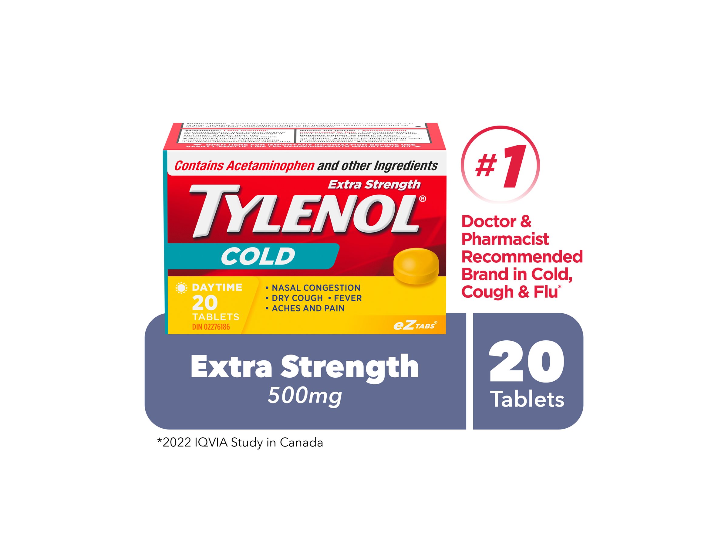 Tylenol* Extra Strength Cold Daytime eZ Tabs - 20's