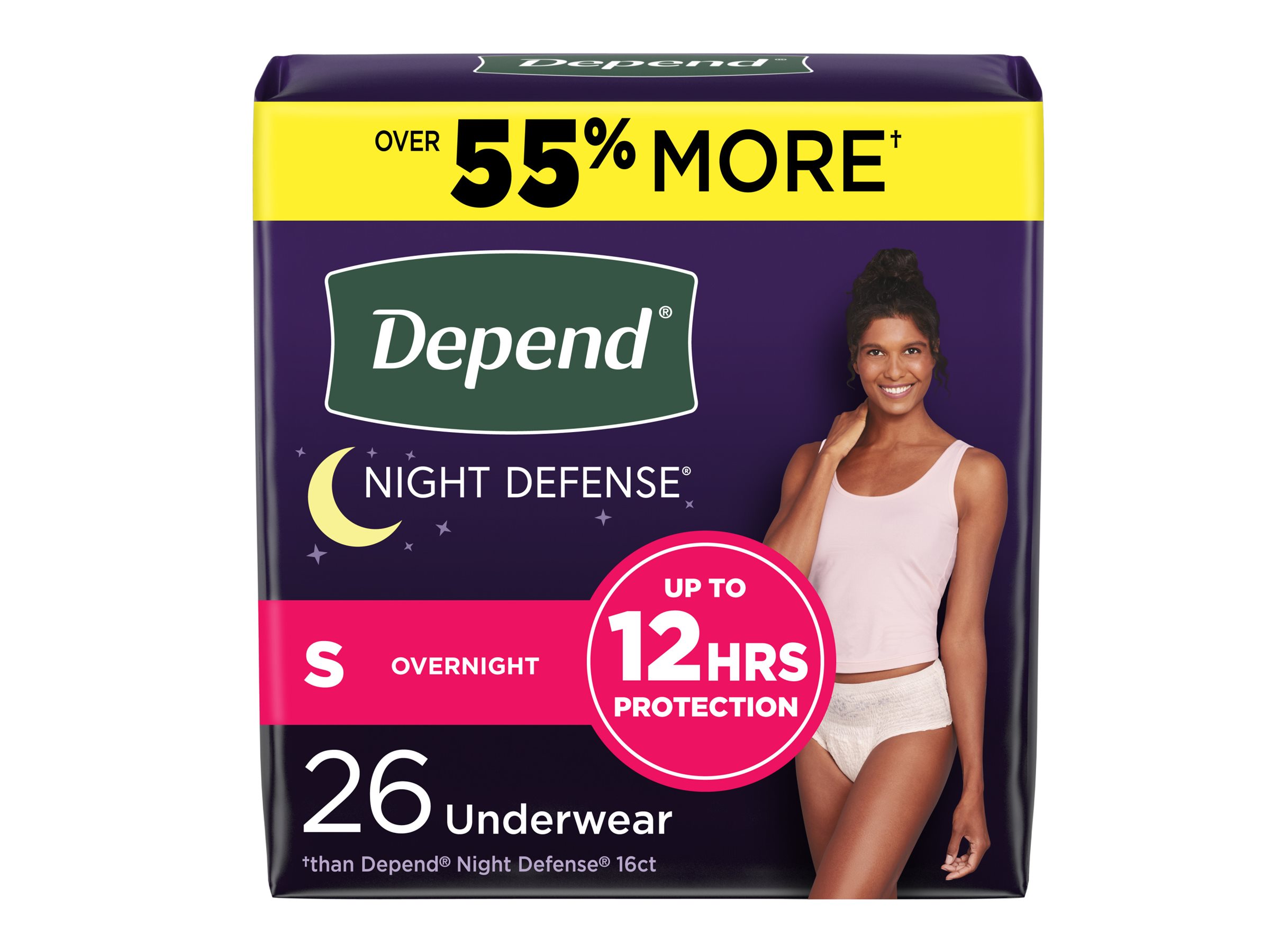 Depend Fresh Protection Night Defense Incontinence Underwear for Women -  Overnight - Small - Blush - 26s
