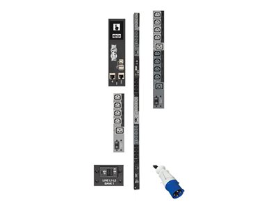 Tripp Lite 14.5kW 3-Phase Switched PDU, LX Interface, 200/208/240V Outlets (24 C13/6 C19), LCD, IEC 309 60A Blue, 1.8m/6 ft. Cord, 0U 1.8m/70 in. Height, TAA