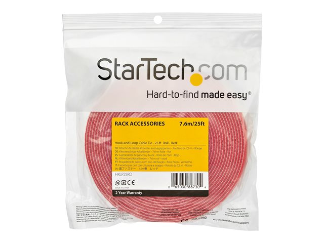 StarTech.com 100ft. Hook and Loop Roll - Cut-to-Size Reusable Cable Ties -  Bulk Industrial Wire Fastener Tape - Adjustable Fabric Wraps - Black