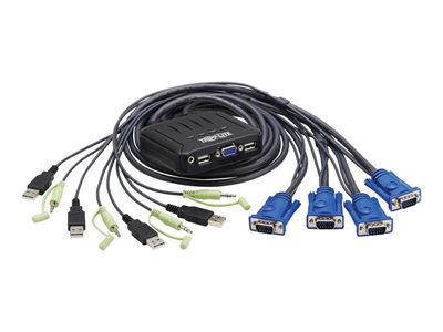 Eaton Tripp Lite series 4-Port VGA KVM Switch with Built-In VGA, USB and 3.5 mm Audio Cables