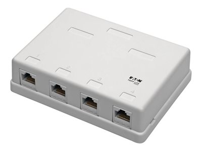 Eaton Tripp Lite Series Pre-Configured Unshielded Cat6 4-Port Surface-Mount Box, 110 IDC, RJ45, White