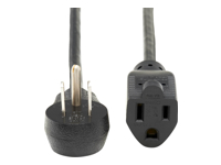 Eaton Tripp Lite Series Power Extension Cord, Right-Angle NEMA 5-15P to NEMA 5-15R - 10A, 120V, 18 AWG, 25 ft. (7.62 m), Black