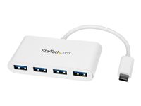 StarTech.com 4 Port USB C Hub 4x USB-A (USB 3.0 SuperSpeed 5Gbps) - USB Bus Powered - Portable/Laptop USB Type-C Adapter Hub - White (HB30C4ABW) Hub 4 porte USB