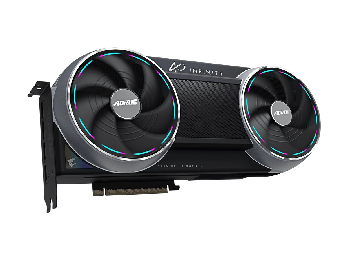 AORUS INFINITY graphics card GeForce RTX 5090 32 Product shot Left-angle 79750