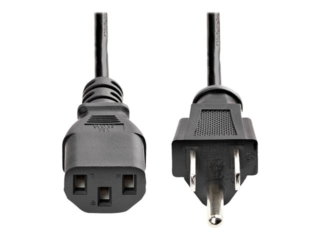 StarTech.com 1ft (30cm) Computer Power Cord, NEMA 5-15P to C13 Power Cord, 10A 125V, 18AWG, Black Replacement AC Power Cord, Monitor Power Cable, NEMA 5-15P to IEC 60320 C13 TV Power Cord - PC Power Supply Cable