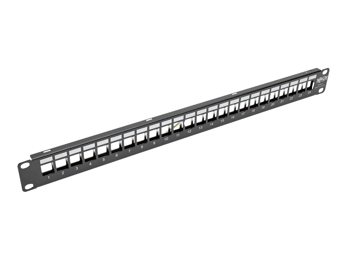 Eaton Tripp Lite Series 24-Port 1U Rack-Mount Shielded Blank Keystone/Multimedia Patch Panel, RJ45 Ethernet, USB, HDMI, Cat5e/6