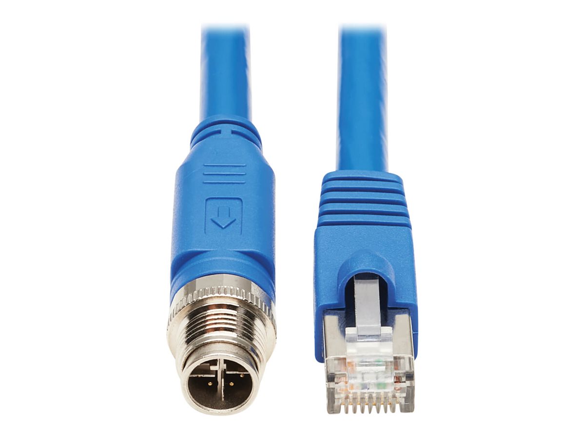 Eaton Tripp Lite Series M12 X-Code Cat6a 10G F/UTP CMR-LP Shielded Ethernet Cable (M12 M/RJ45 M), IP68, PoE, Blue, 3 m (9.8 ft.)