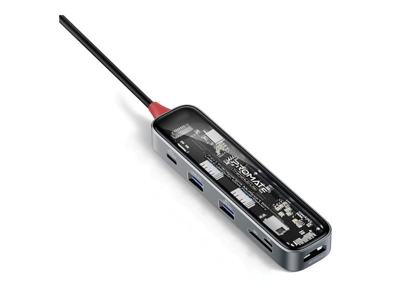 Promate TRANSHUB-LITE docking station USB-C Product shot Left-angle 79450