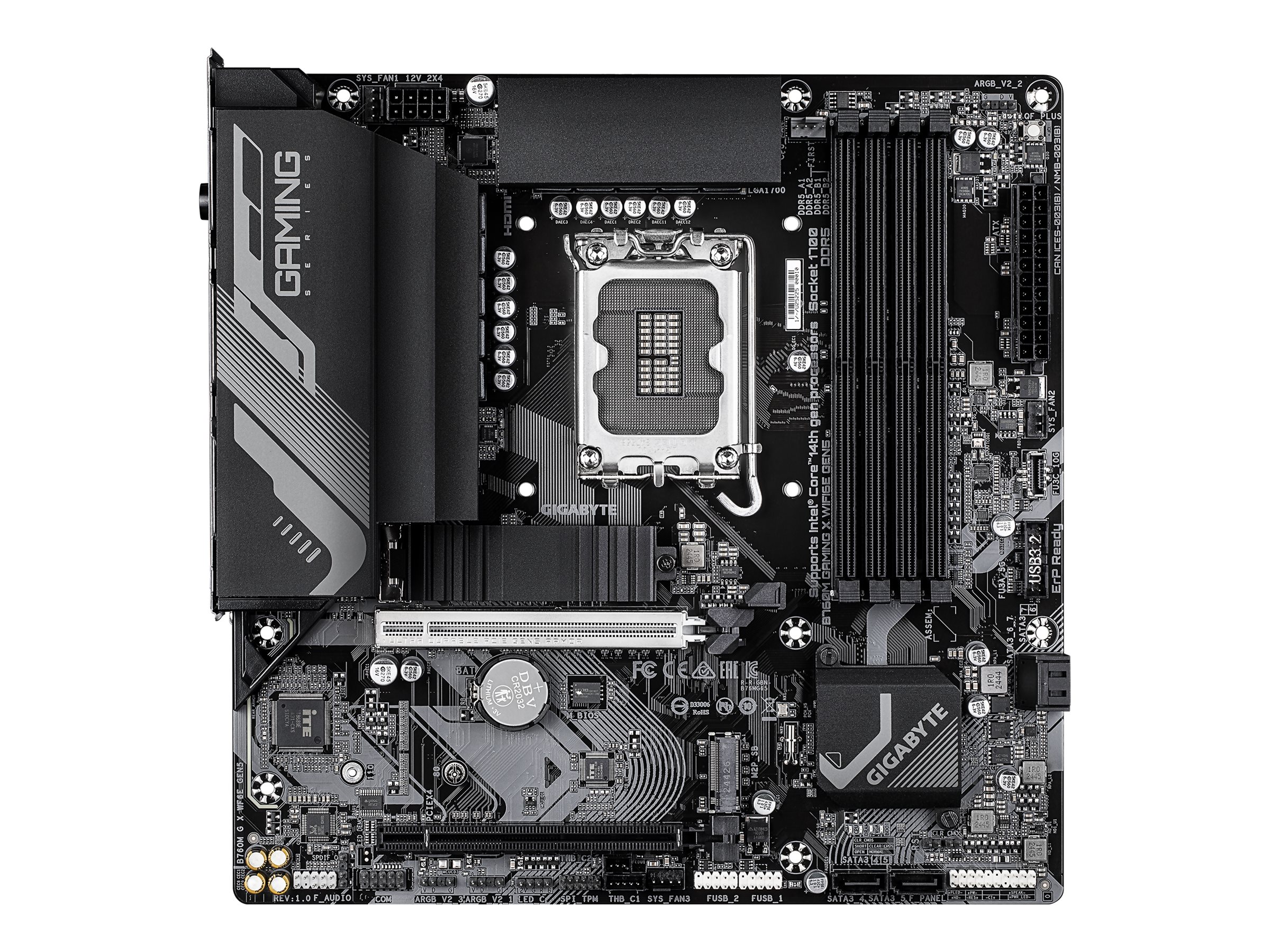 Gigabyte B760M GAMING X WIFI6E GEN5 motherboard micro ATX LGA1700 Socket Product shot Front 80025