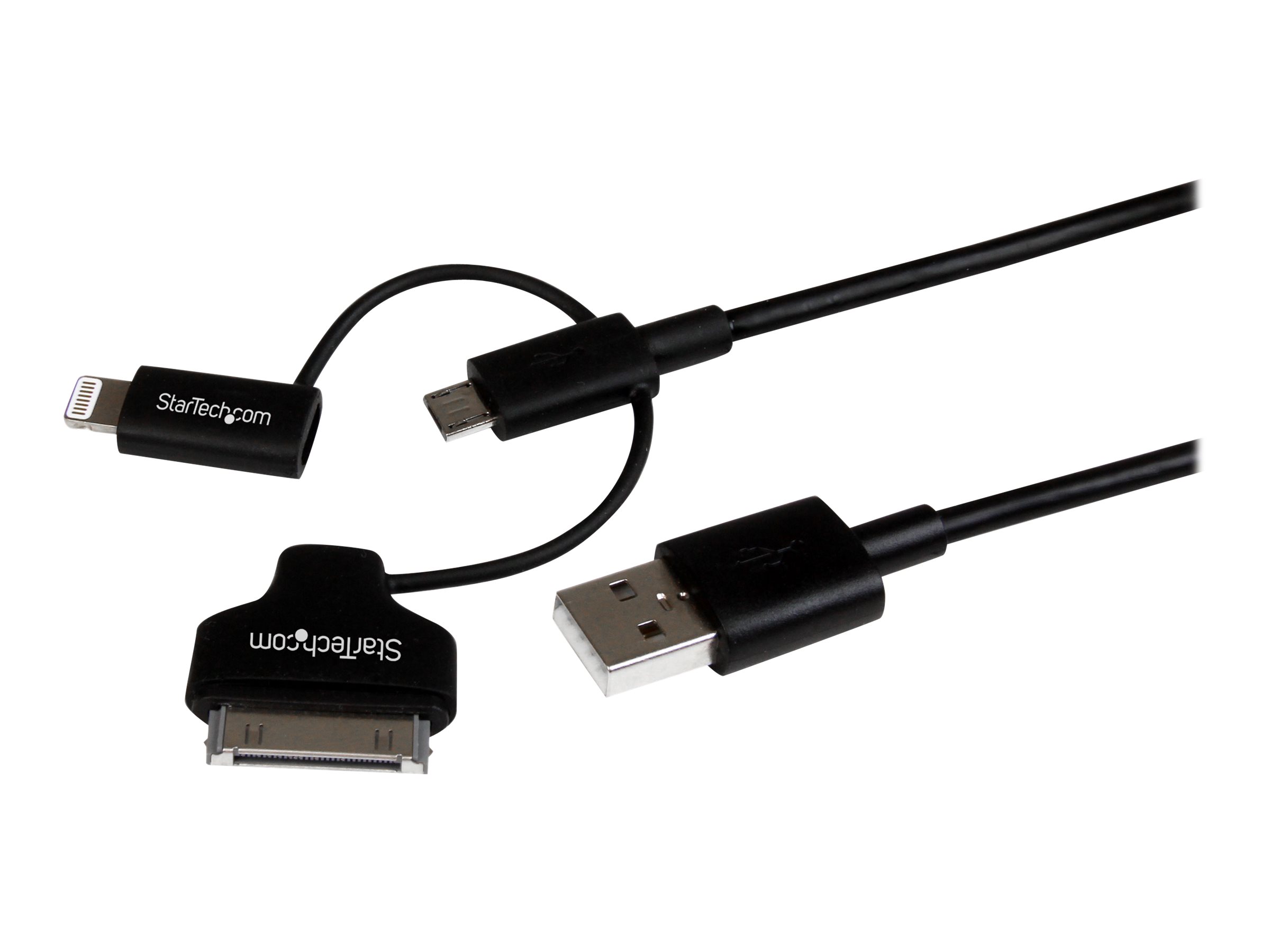 StarTech.com USB Multi Charging Cable - 3.3 ft / 1m - Lightning / USB-C /  Micro-USB - Braided - MFi Certified - USB 2.0 - 3 in 1 Charging (LTCUB1MGR)  - USB