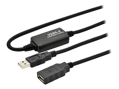 DIGITUS USB 2.0 Verlängerungskabel Typ A -A St/Bu 10m, sw - DA-73100-1