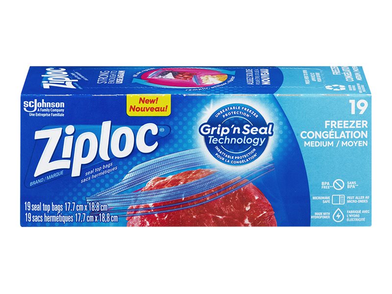 Ziploc Double Zip Freezer Bags - Medium - 19's