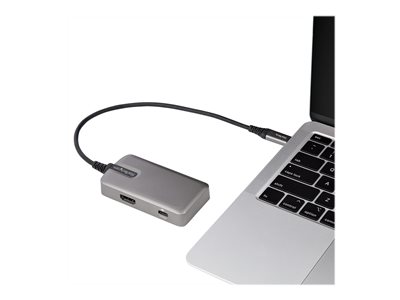 USB C Multiport Adapter, Dual HDMI Video, 4K 60Hz, 2Pt 5Gbps USB-A Hub,  100W Power Delivery Pass-Through/GbE/SD/MicroSD, 12/30cm Cable, Travel  Dock