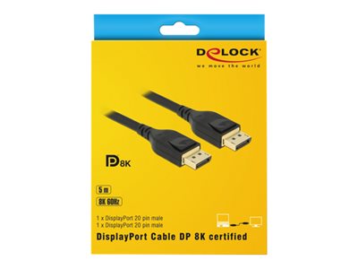 DELOCK DisplayPort Kabel St > St 8K 60Hz 5.00m schwarz - 85663