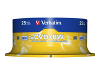 Verbatim - 25 x DVD+RW - 4.7 GB 4x - matt silver - spindle