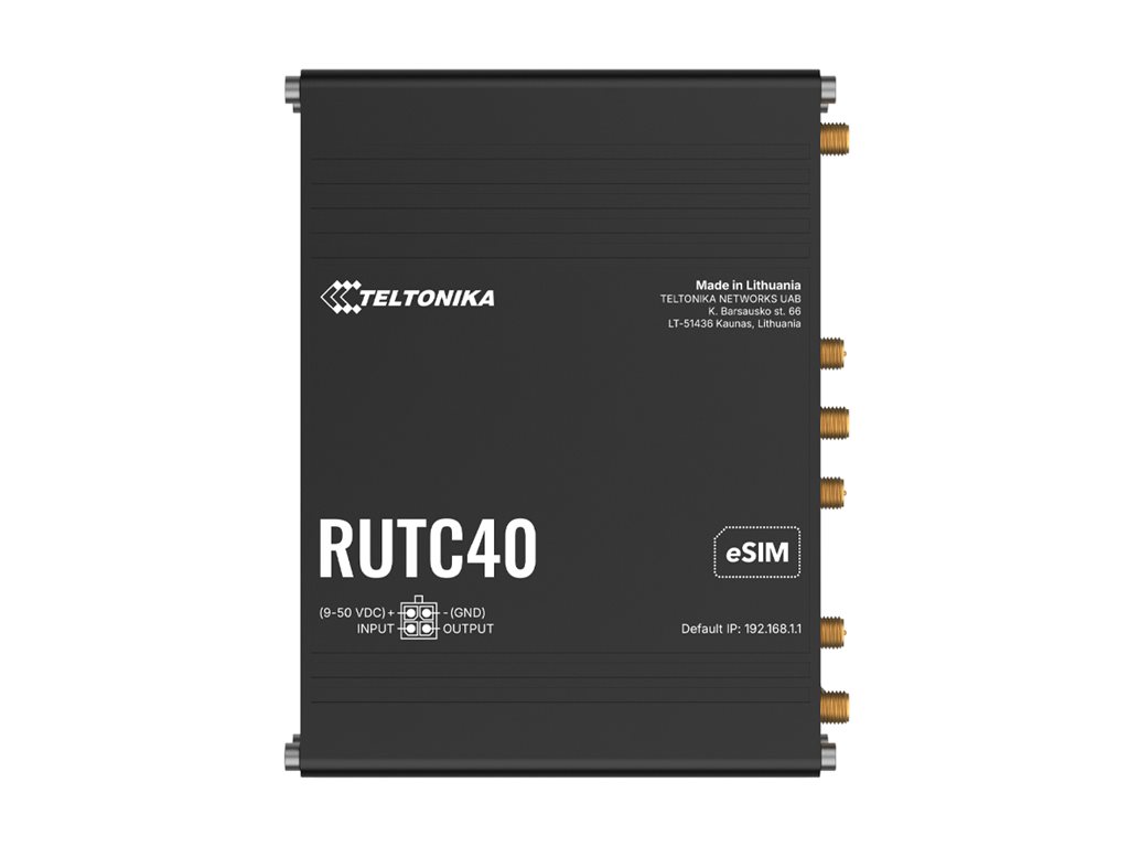Teltonika RUTC40 wireless router WWAN Wi-Fi 6 3G 4G 2G DIN rail mountable Product shot Front 79650