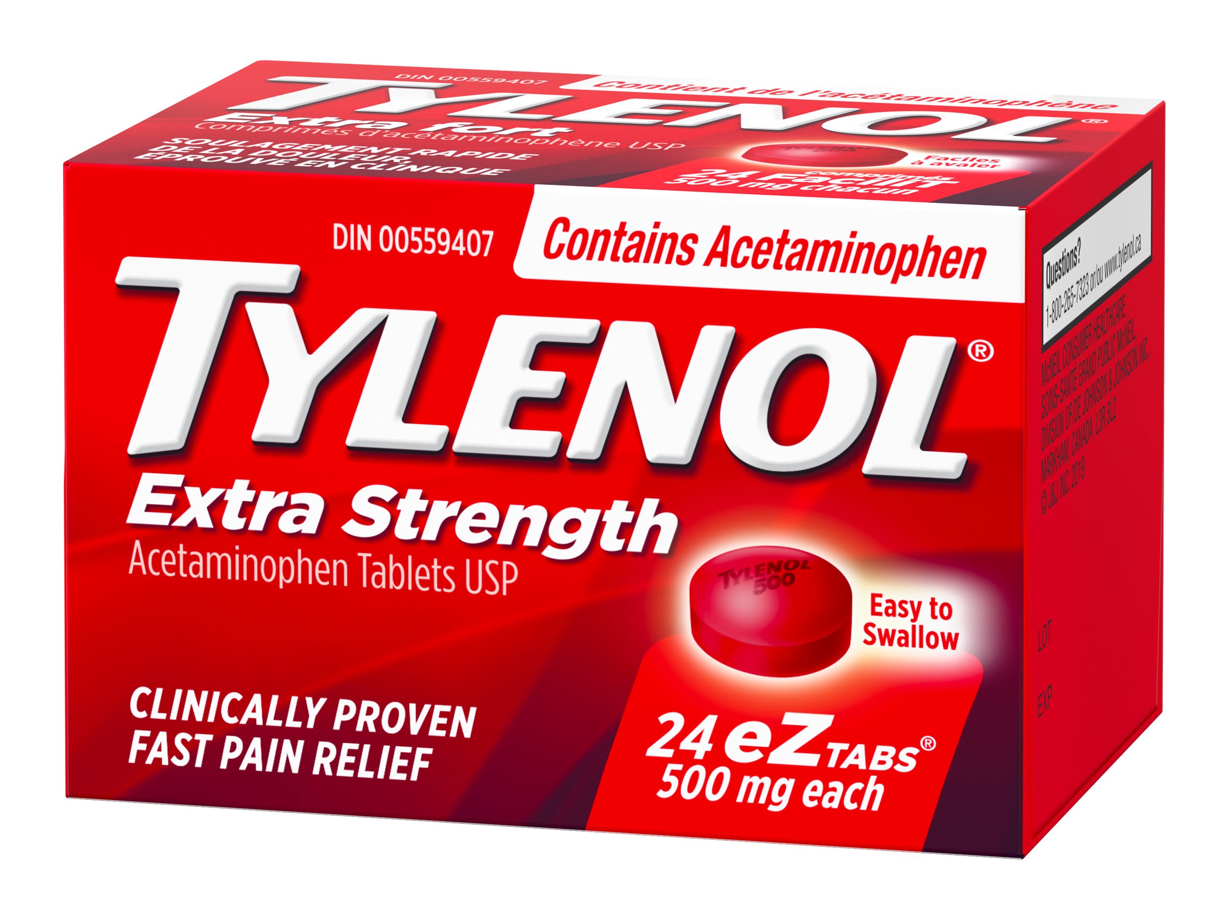 Tylenol Extra Strength Acetaminophen Ez Tabs - 500mg - 24's