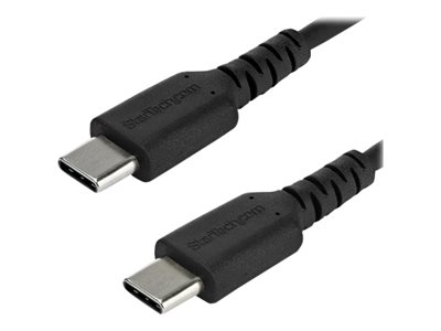 StarTech.com 1m USB C Charging Cable, Durable Fast Charge & Sync USB 2.0 Type C to USB C Laptop Charger Cord, TPE Jacket Aramid Fiber M/M 60W Black, Samsung S10, S20 iPad Pro MS Surface