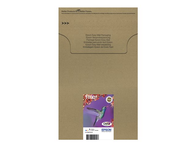 Epson T0807 Easy Mail Packaging 6 Pack Black Yellow Cyan Magenta Light Magenta Light Cyan Original Ink Cartridge