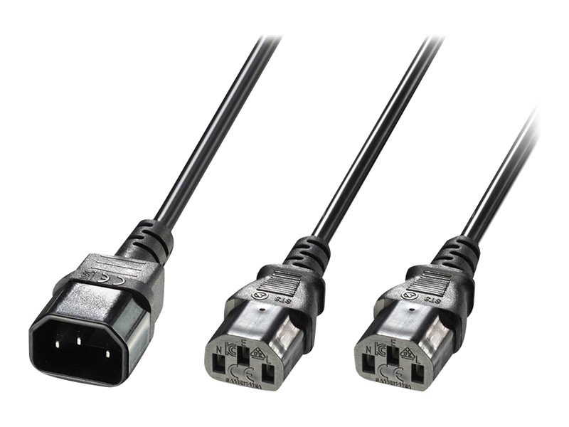 LINDY 2m IEC C14 to 2x IEC C13 Y Cable