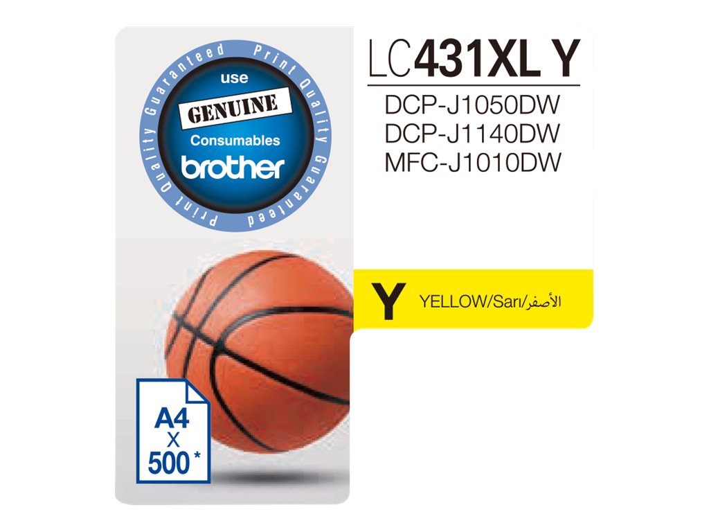Brother LC431XLY High Yield yellow original ink Product shot Front 79650