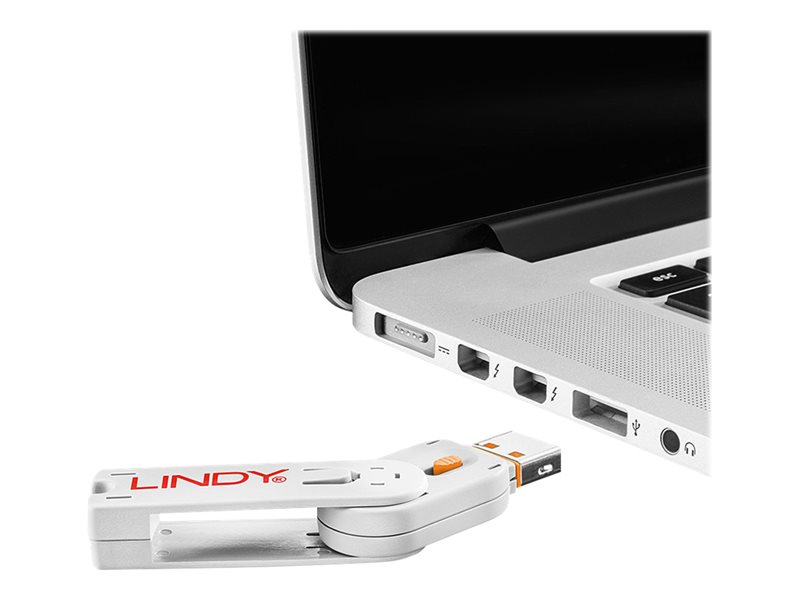 Clé USB et 4 bloqueurs de ports USB, Orange