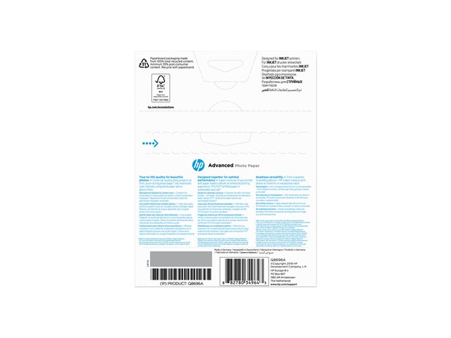 HP advanced photopaper glossy borderless Q8696A