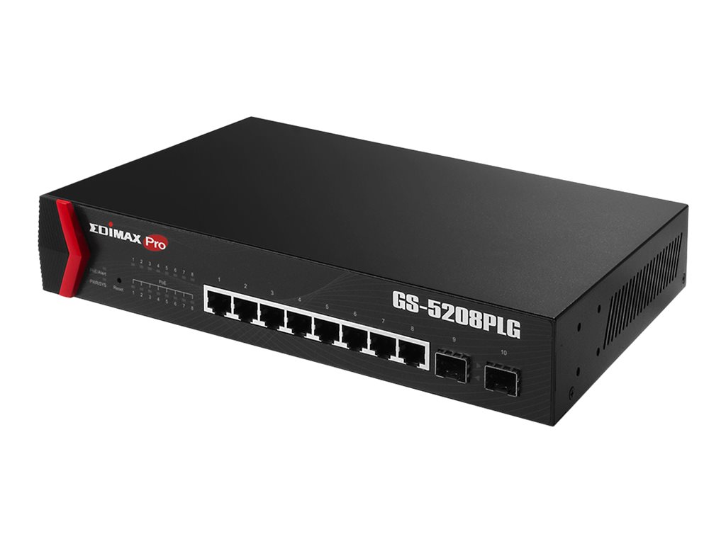 Edimax Pro GS-5208PLG V2 switch 8 ports smart Product shot Front 79650